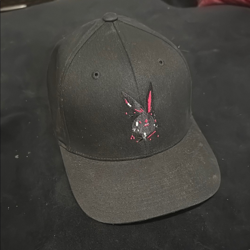 Flexfit Port Authority Black Cap/Hat w/ Playboy Bunny Logo - Size S/M - NEW